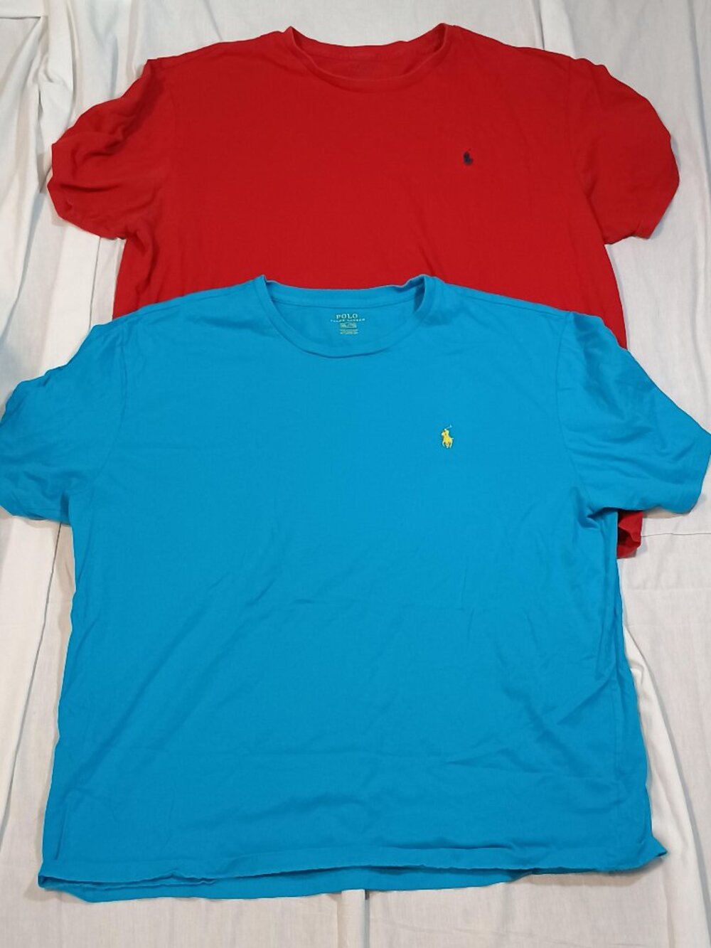 Polo Ralph Lauren/Tshirts Mens XL/Blue Red Pony Logo Bundle Preppy Casual 2 Pack